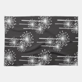 白黒花柄 キッチンタオル (横)