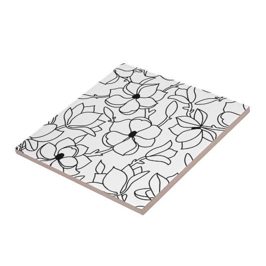 白黒花柄 タイル (側面)