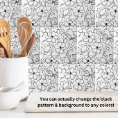 白黒花柄 タイル