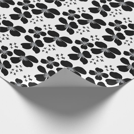 白黒花模様包装紙 ラッピングペーパー (角)