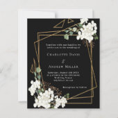 白黒花模様幾何学的結婚式招待状 (正面)