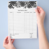 白黒花点々のある注文型枠 チラシ (手)