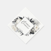 白黒花結婚のテンプレート スタンダードカクテルナプキン (角)