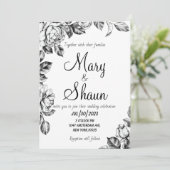 白黒花結婚式招待状 招待状 (スタンド正面)