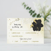 白黒花金ゴールド葉 出欠カード (スタンド正面)