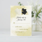 白黒花金ゴールド葉 出欠カード (スタンド正面)