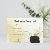 白黒花金ゴールド葉 出欠カード (スタンド正面)