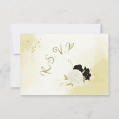 白黒花金ゴールド葉 出欠カード (裏面)