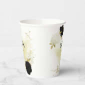 白黒花金ゴールド葉 紙コップ (左)