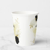 白黒花金ゴールド葉 紙コップ (右)