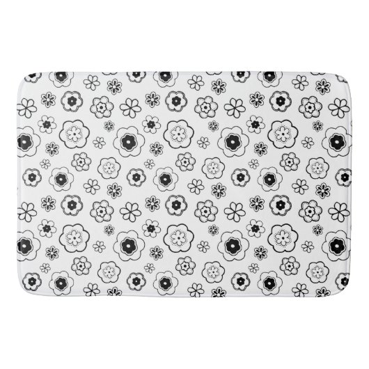 白黒花風呂マット バスマット (正面)