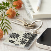 白黒花2 キーホルダー (正面右)