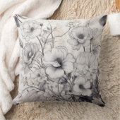 白黒花 クッション (ブランケット)