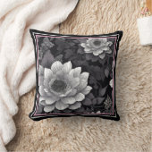 白黒花 クッション (ブランケット)
