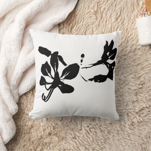 白黒花 クッション (ブランケット)