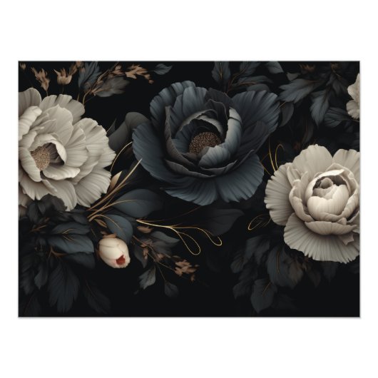 白黒花 フォトプリント            (正面)