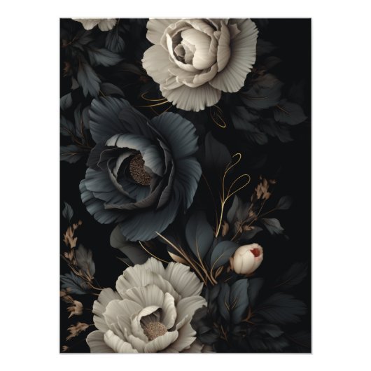 白黒花 フォトプリント            (正面)