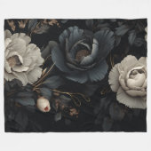 白黒花 フリースブランケット (正面(横))