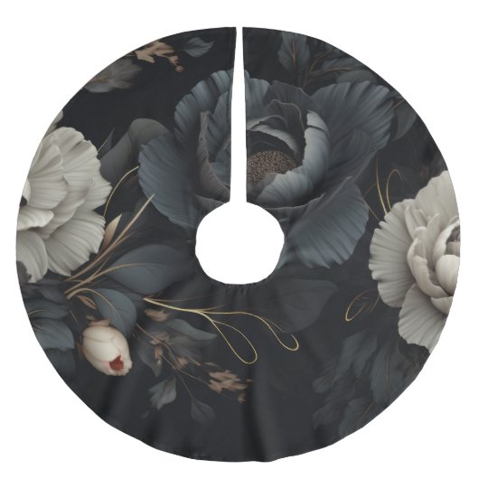 白黒花 ブラッシュドポリエステルツリースカート (正面)