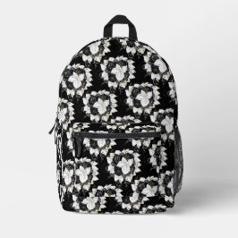白黒花 プリントバックパック