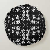 白黒花 ラウンドクッション (裏面)