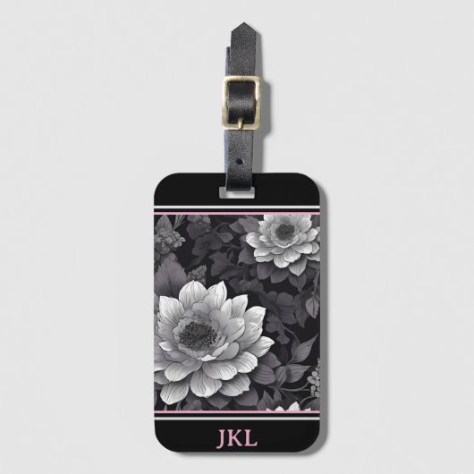 白黒花 ラゲッジタグ (正面縦)