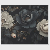 白黒花 ラッピングペーパー (フラット)