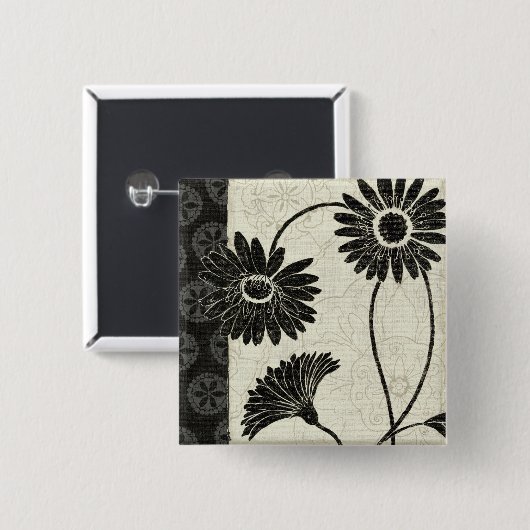白黒花 缶バッジ (正面&裏面)