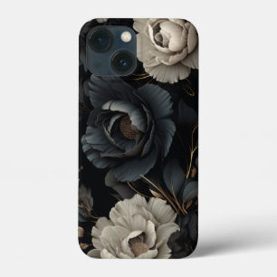 白黒花 iPhone 13 MINIケース