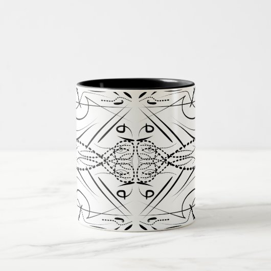 白黒芸術的コーヒーマグ ツートーンマグカップ (中央)