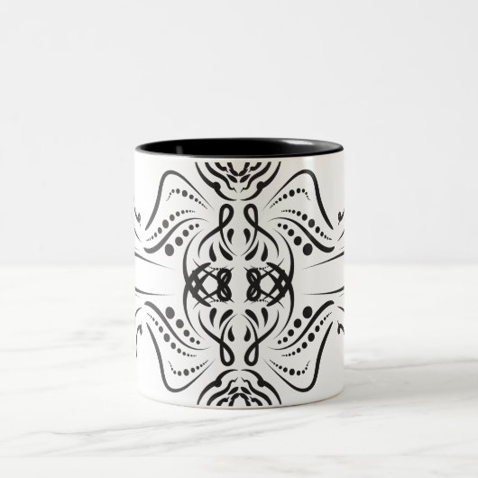 白黒芸術的コーヒーマグ ツートーンマグカップ (中央)