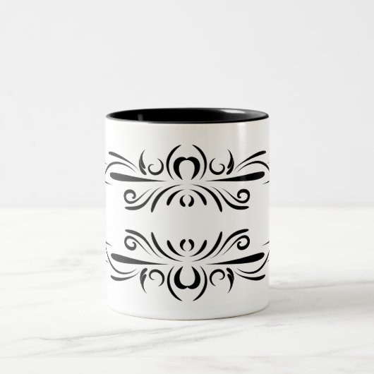 白黒芸術的コーヒーマグ ツートーンマグカップ (中央)