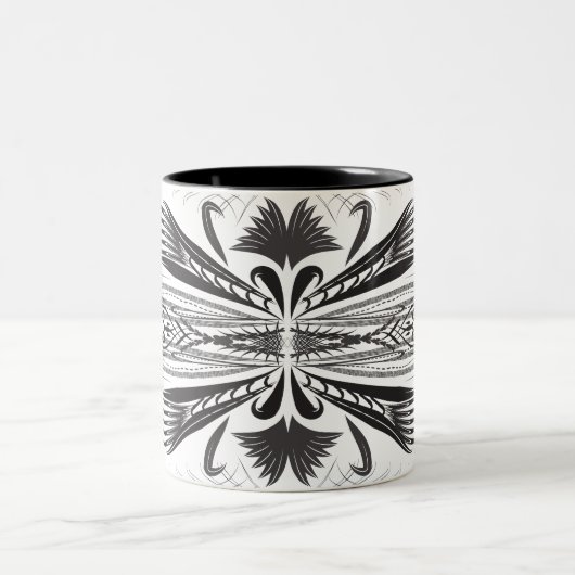 白黒芸術的コーヒーマグ ツートーンマグカップ (中央)