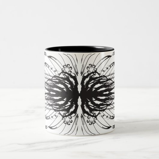 白黒芸術的コーヒーマグ ツートーンマグカップ (中央)