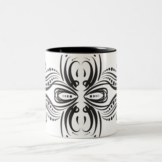 白黒芸術的コーヒーマグ ツートーンマグカップ (中央)