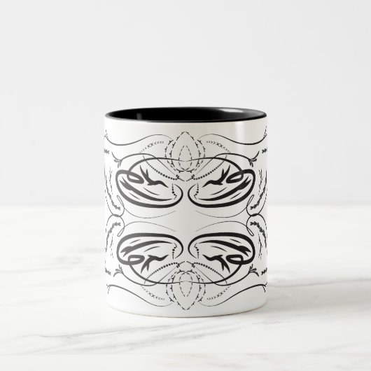 白黒芸術的コーヒーマグ ツートーンマグカップ (中央)