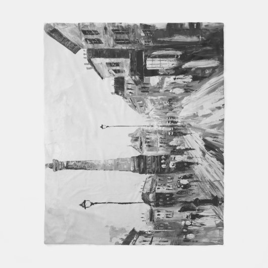 白黒芸術的画。 フリースブランケット (正面)