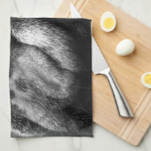 白黒英国のブルドッグの子犬 キッチンタオル (四つ折り)