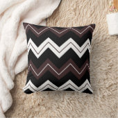白黒茶色のシェブロンストライプ模様 クッション (ブランケット)