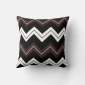 白黒茶色のシェブロンストライプ模様 クッション (裏面)