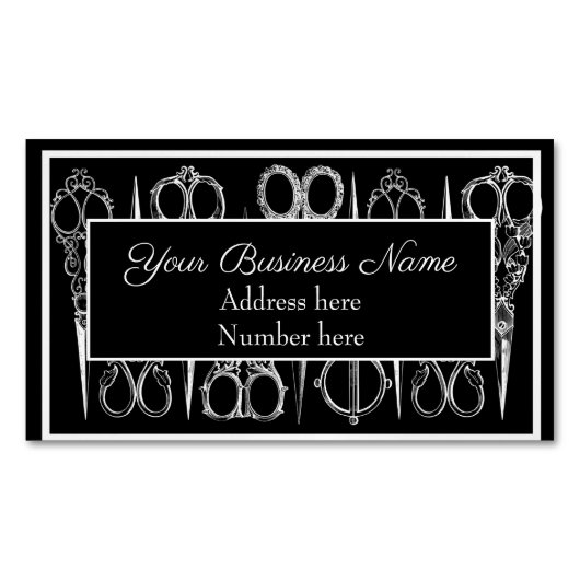 白黒華美ヴィンテージスタイリスト マグネット名刺 (正面)