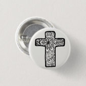 白黒落書きの十字ボタン 缶バッジ (正面&裏面)