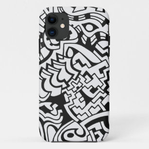 白黒落書きの通りの芸術 iPhone 11 ケース