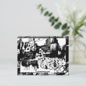 白黒落書きはがき ポストカード (スタンド正面)