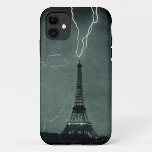 白黒落雷のエッフェル塔の箱 Case-Mate iPhoneケース (裏面)