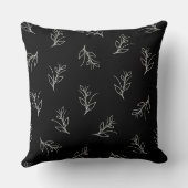白黒葉パタンシンプルアート クッション (裏面)