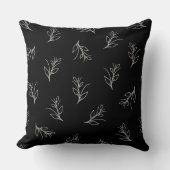 白黒葉パタンシンプルアート クッション (正面)