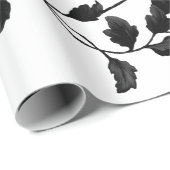 白黒葉フローラつる植物パターン ラッピングペーパー (ロールコーナー)