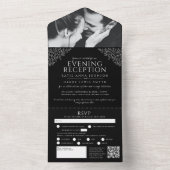 白黒葉写真夕べ披露宴RSVP QR オールインワン招待状 (内側)