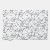 白黒葉。 キッチンタオル (横)